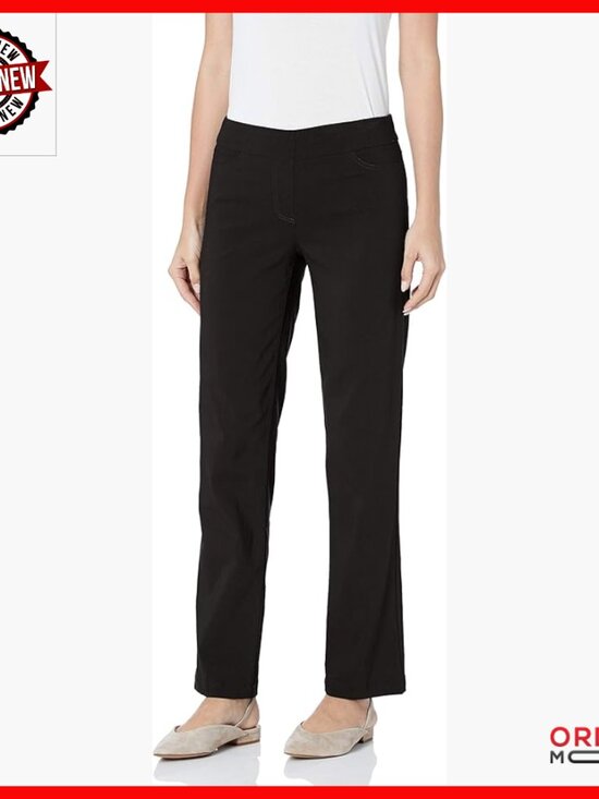 Relaxed Leg Active Pants with Tummy Control Panel Stretch Fabric